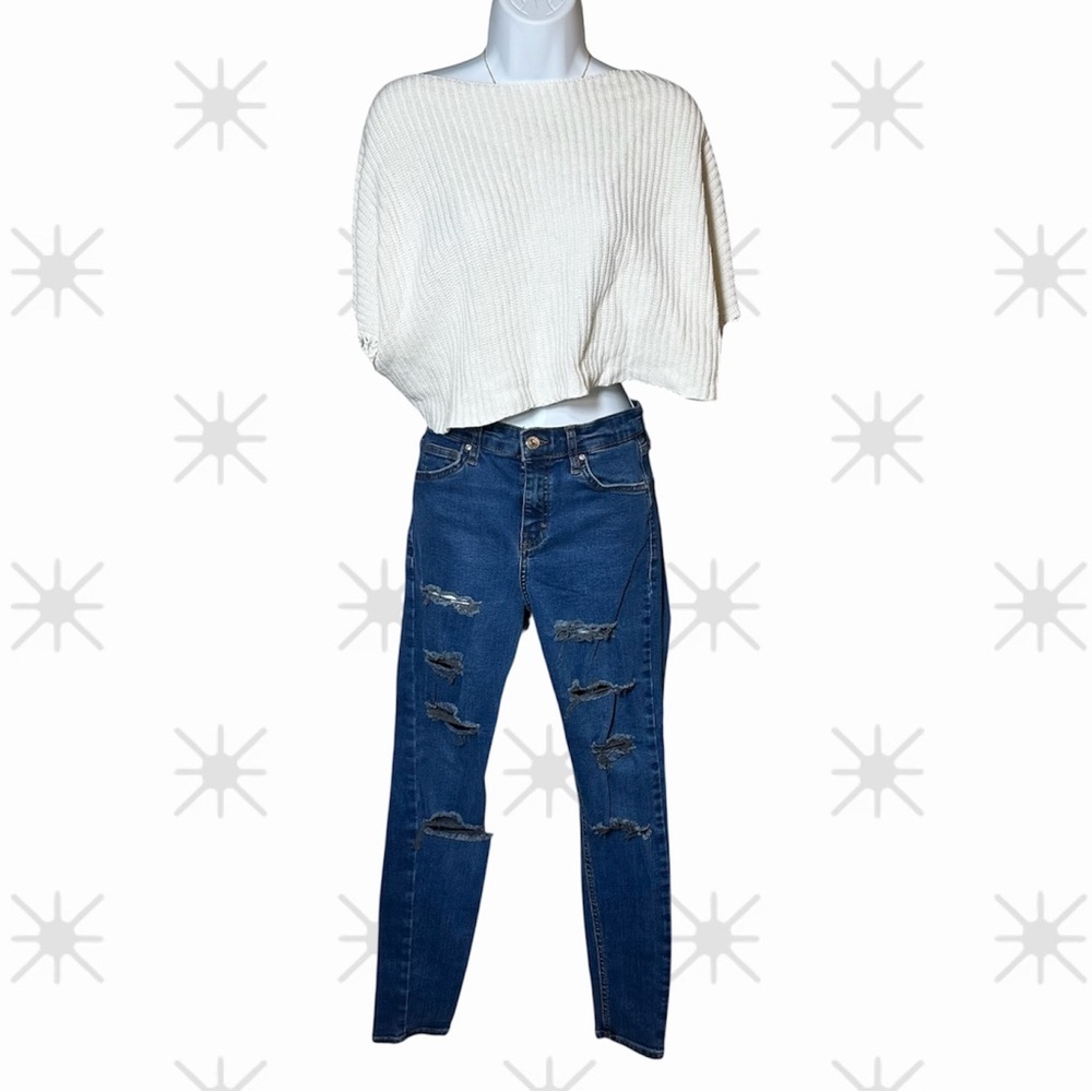 Topshop Distressed Skinny Jeans Women’s Size 28 Ripped High Rise Streetwear